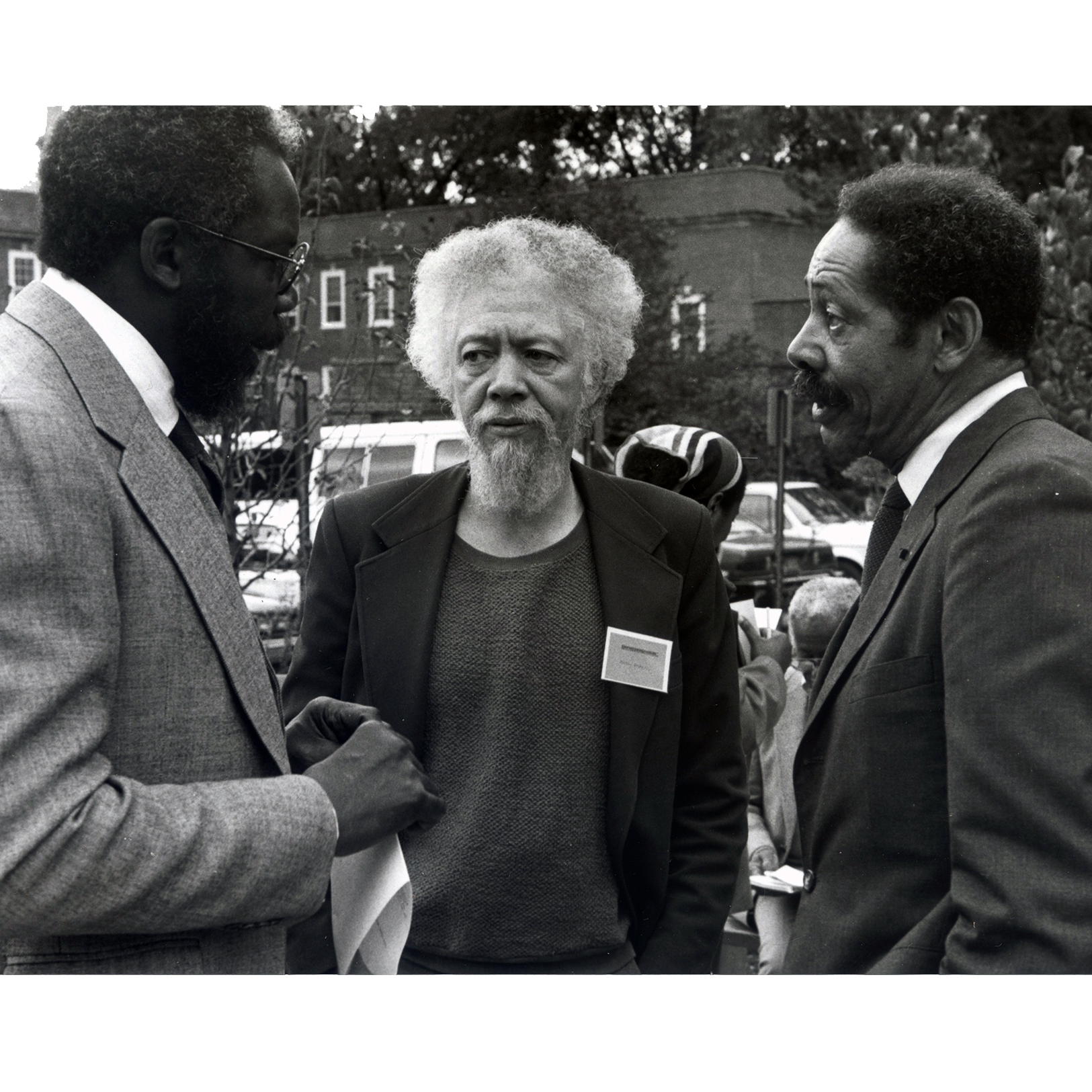  Andrews with artists Sam Gilliam (left) and Richard Mayhew (right), 1985    1985-1986    Andrews participates in an exhibition about art and activism of 1960s and 70s at the Studio Museum;&nbsp;  SUNY Purchase shows    Art is a Family Affair , an ex