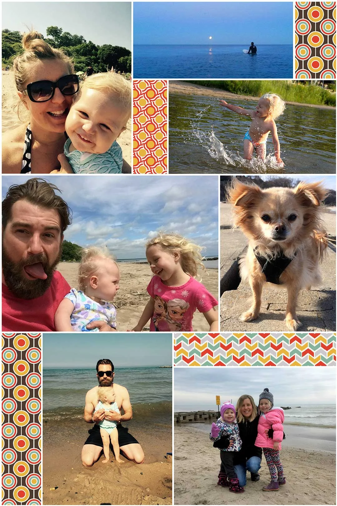 Artists, Katy Wick and Bodin Sterba with their two daughters, Gemma and Edie, and Lulu the wonderpup spending time by their beloved inland sea.