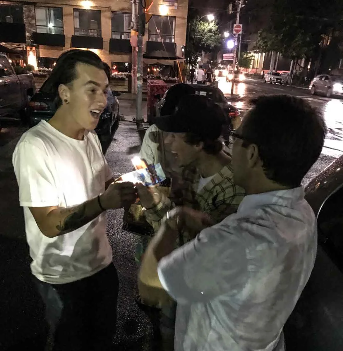 Jeff & Tessa Evason with unsuspecting bystanders at ~1:00 AM