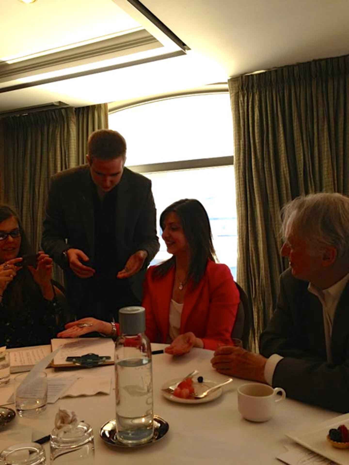 James Alan does close-up magic at a conference at the Hyatt Hotel in Toronto