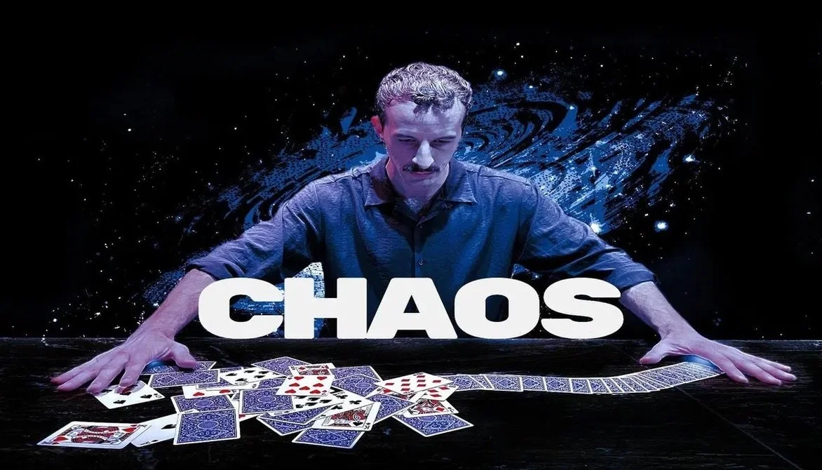 Chaos - Giancarlo Scalia on space background with messy spread of cards