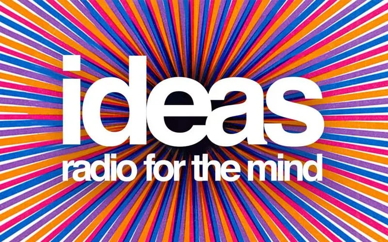 Ideas Radio For the Mind, text on radial striped background