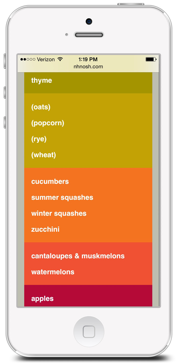 seasonal calendar of local foods