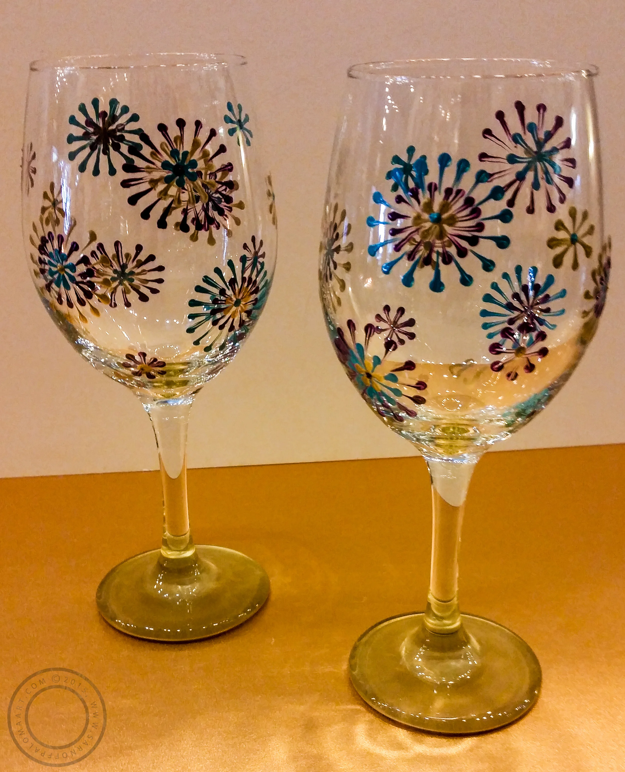 Painted wine glasses-$25 each 