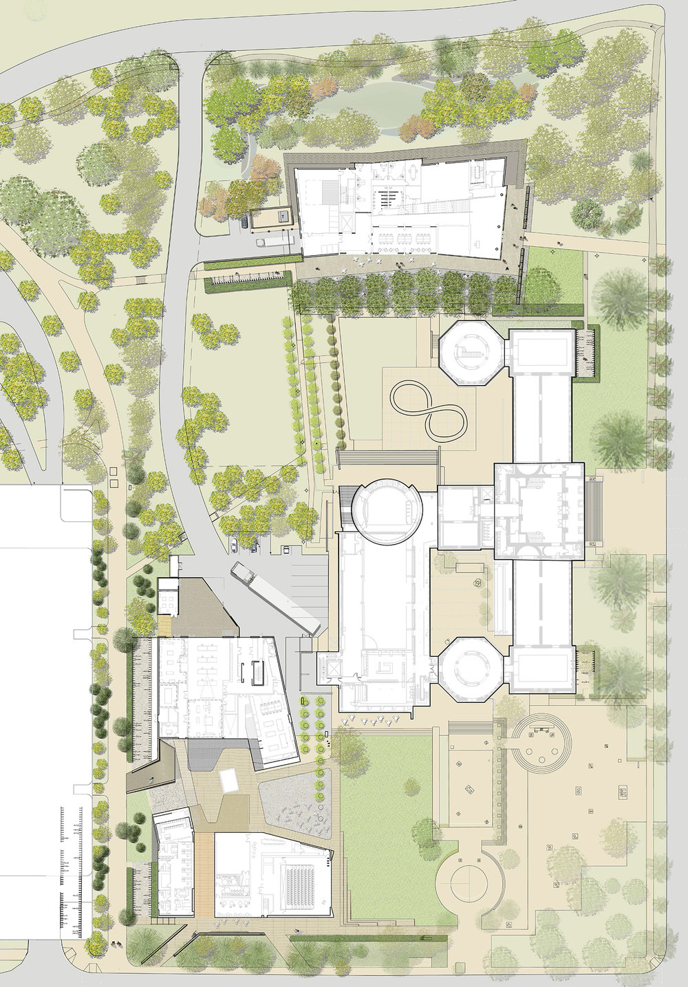 O|CB’s Arts Precinct Master Plan for Stanford University showing the Anderson to the north