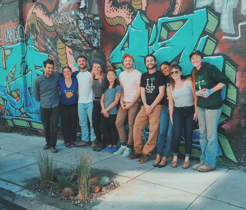  Posing with our collaborators, Friends of the Urban Forest and Place Lab, after planting installation 