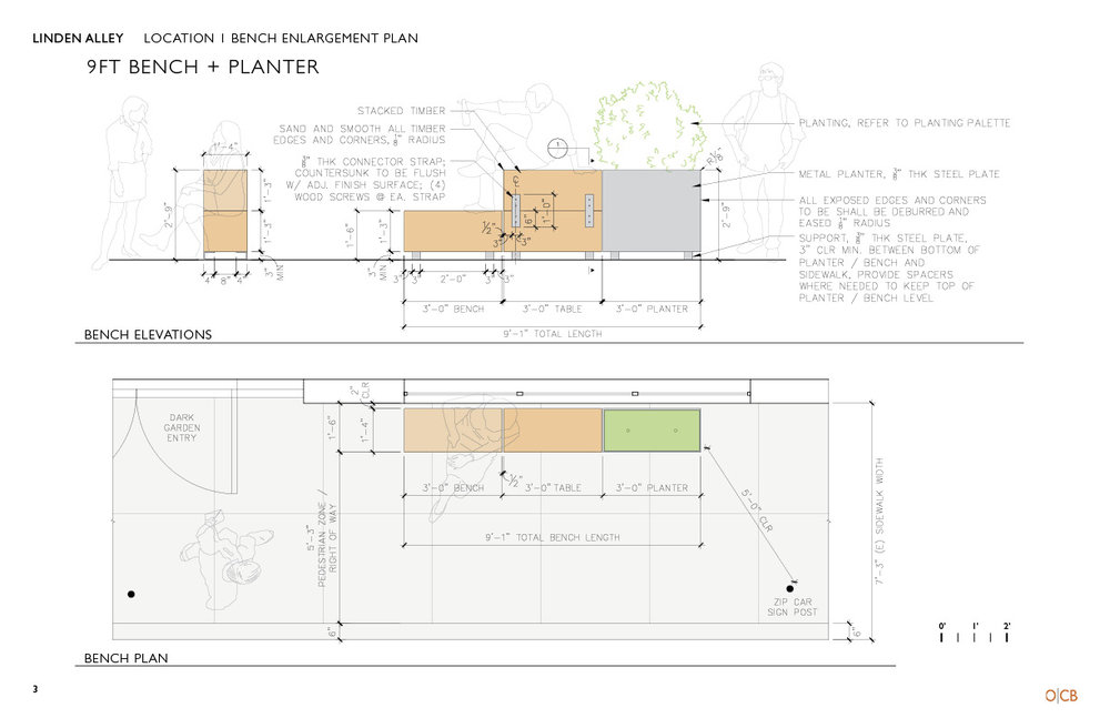  Construction and layout plans for the custom benches 