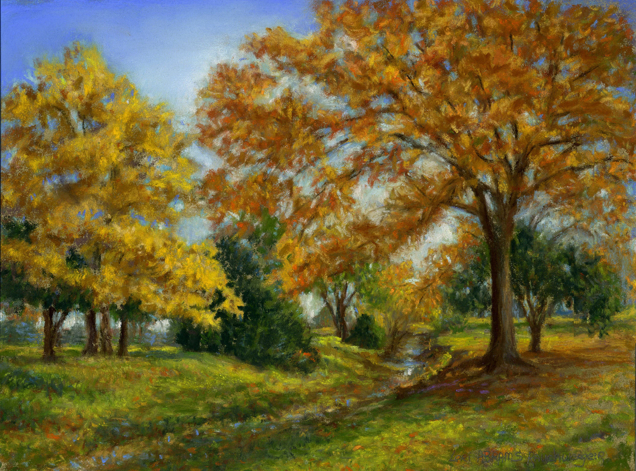 %22Autumn in the Park%22 9%22x12%22 Pastel by Lori Abrams Rauchwerger-1.jpg