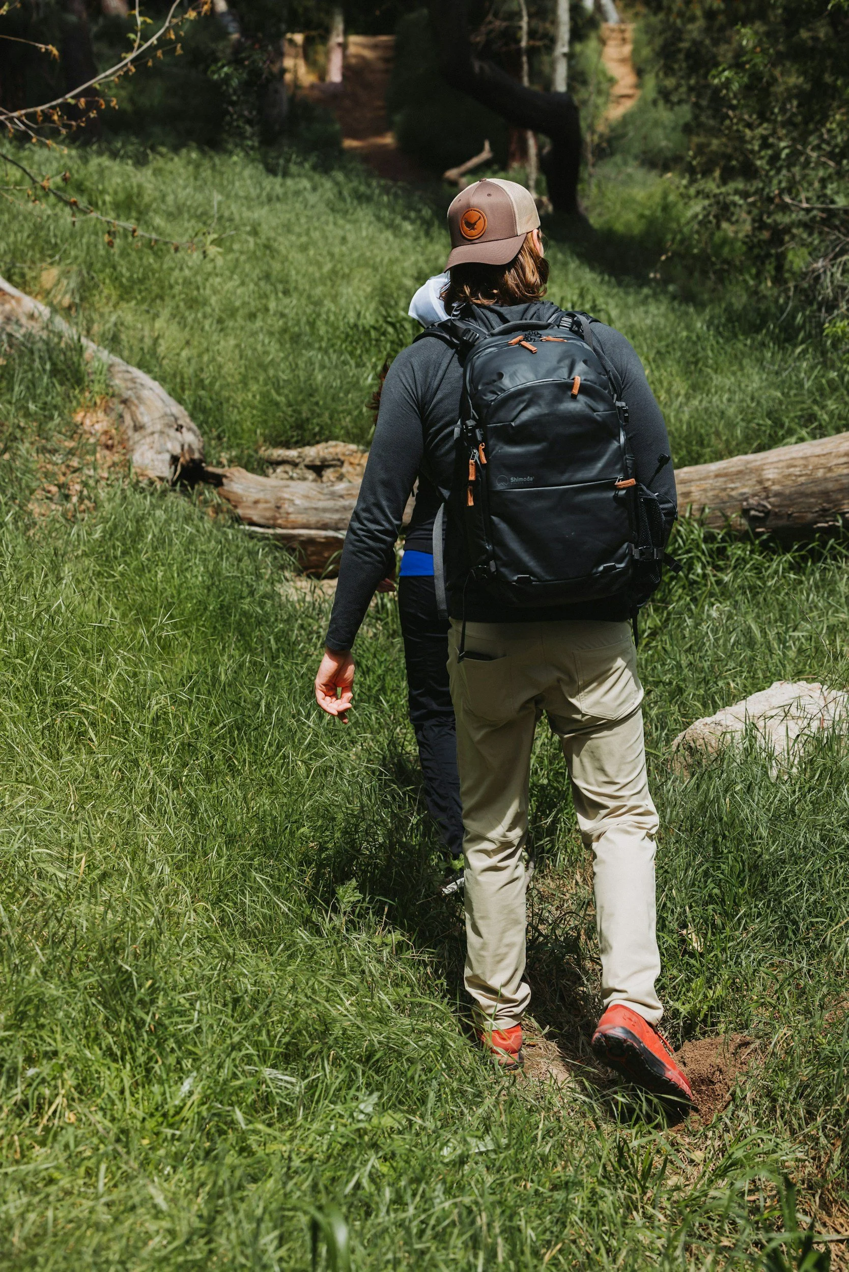man hiking on spring day