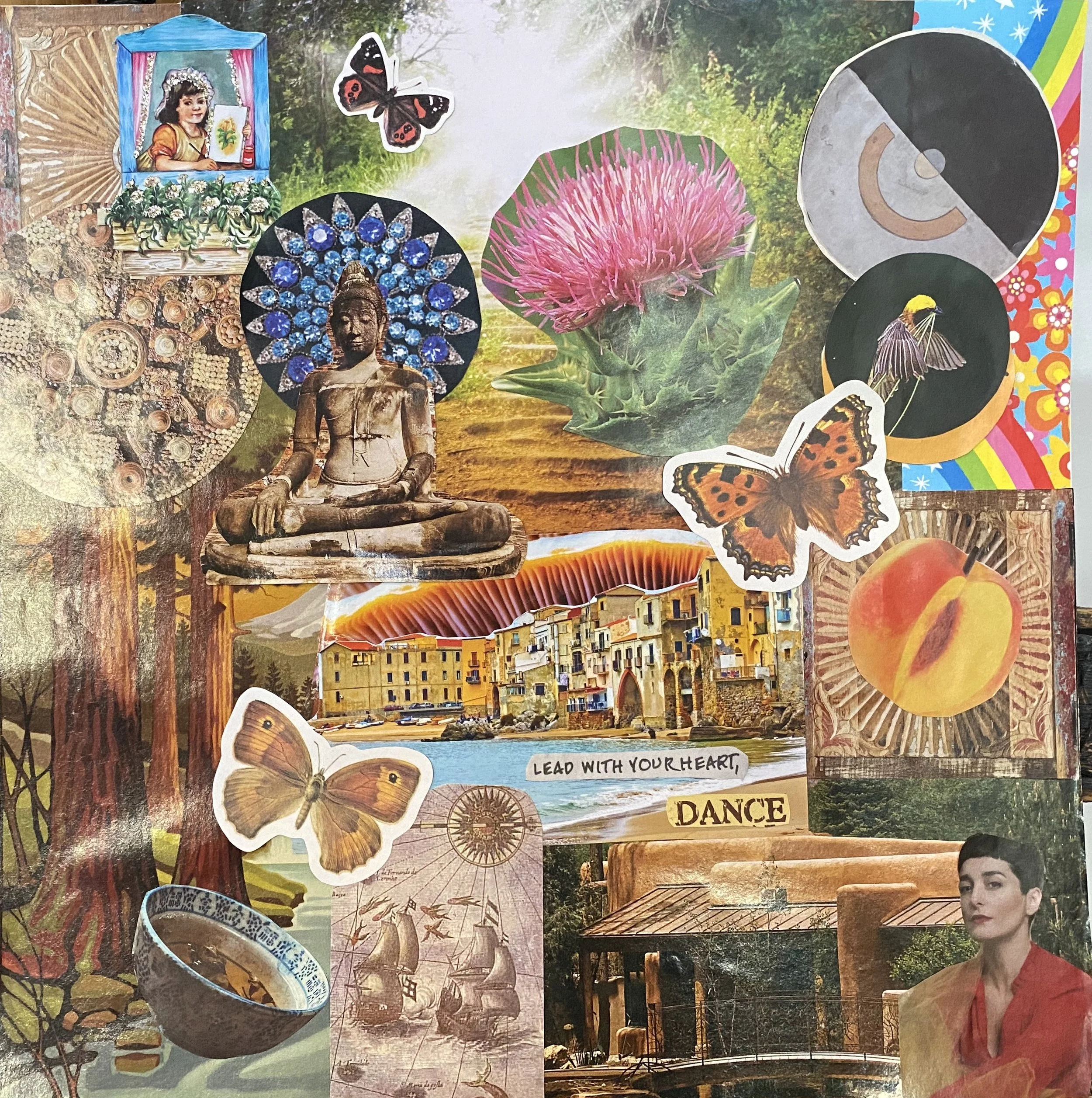 collage image of nature, butterflies