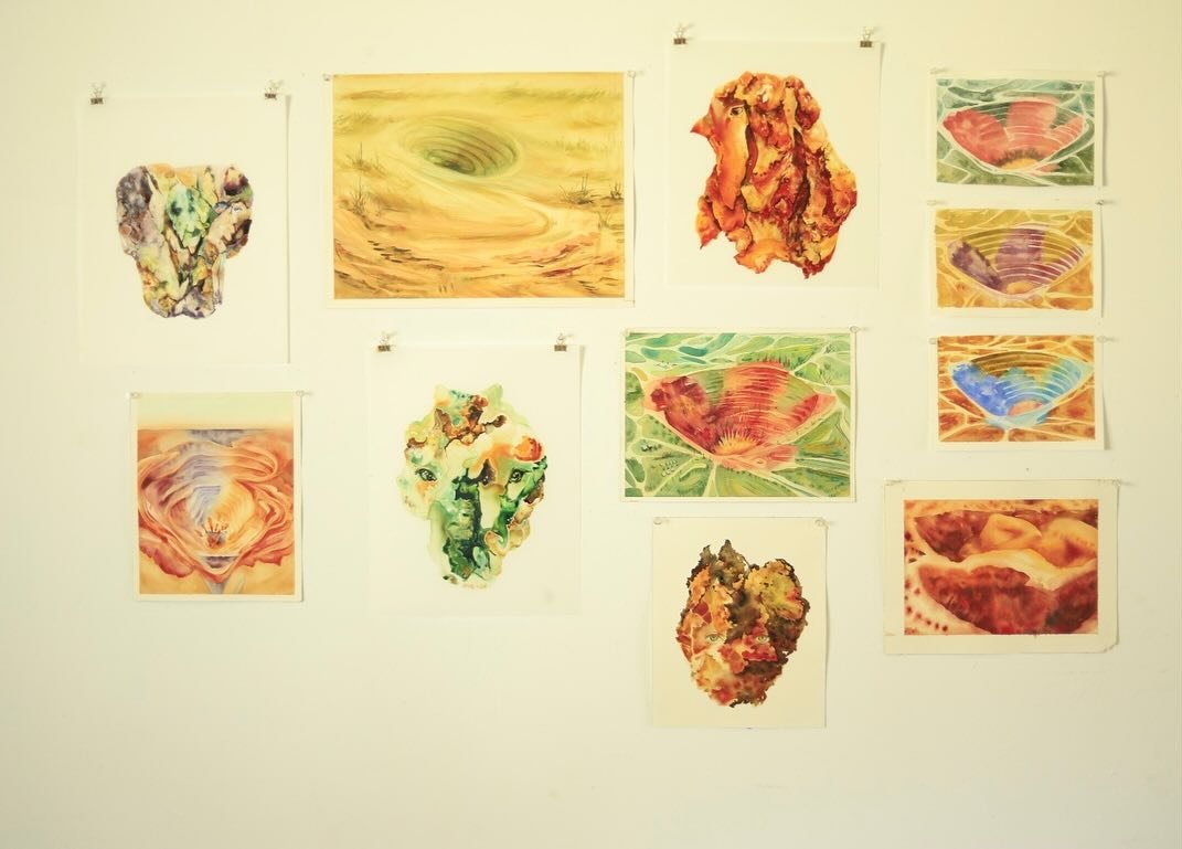 My residency at @aqtushetii has been a magical month filled with wonderful people, painting, walks in the mountains, shifting light and mysterious fog, dogs, horses, mushrooms and so much more.

My painting was focused on experimentation, failure and
