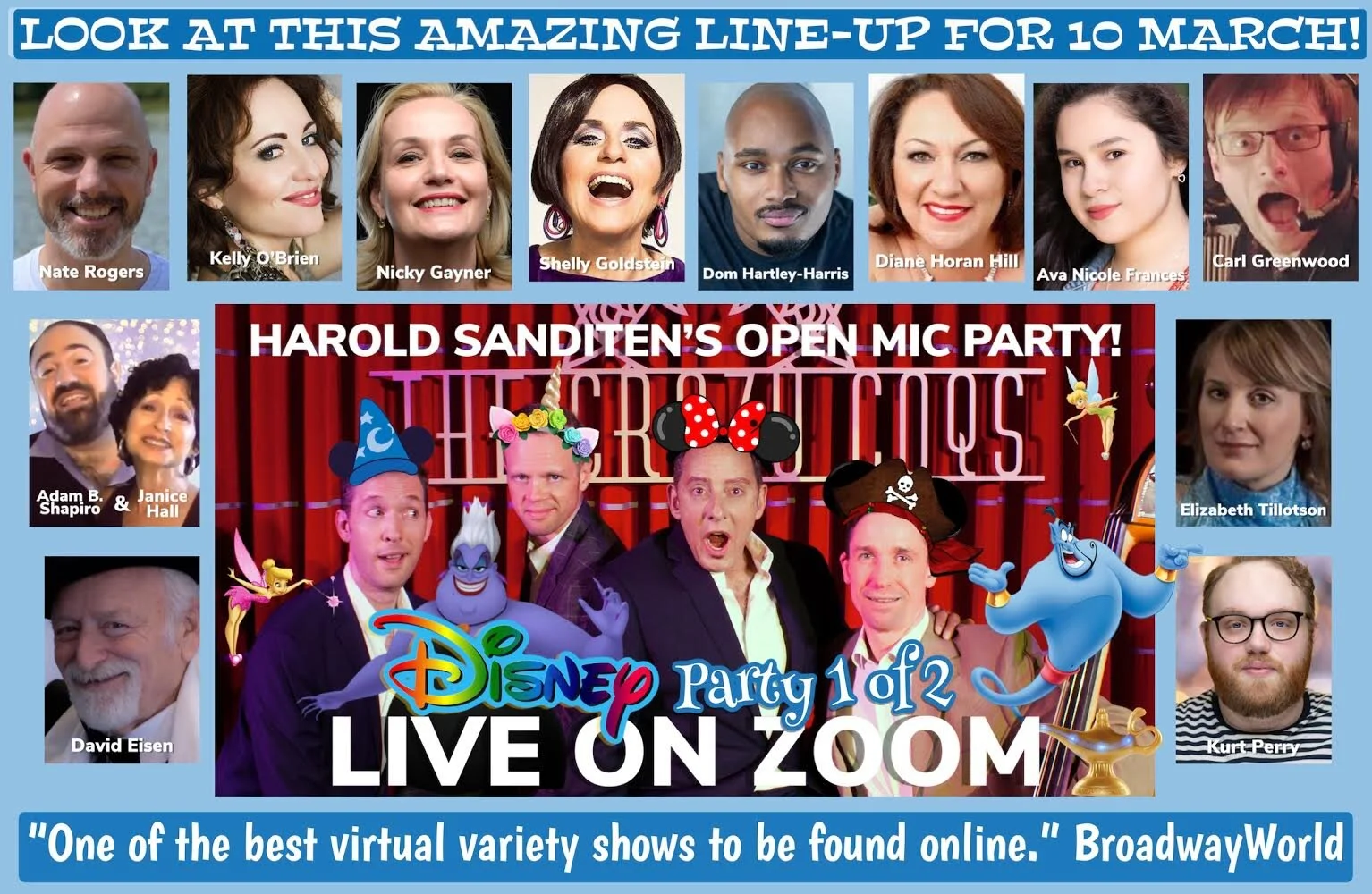Kurt Perry Joins the cast for Harold Sanditen's Open Mic, "Disney: Live on Zoom"