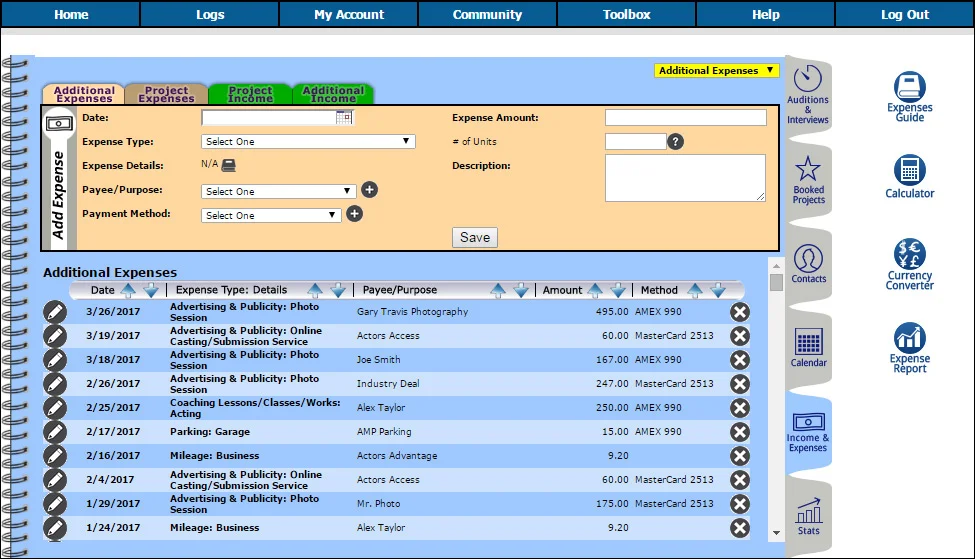 Easily track what you spend; built-in Tax-Deductible Expense Categories, Mileage Rates auto-calculated, amazing Expense Reports, etc.