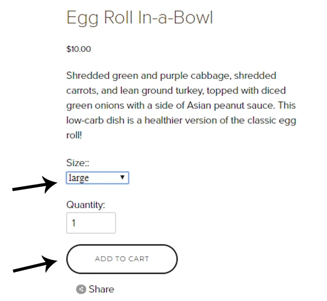 *Please note this is an example of our egg roll dish and the options it offers. options will vary DEPENDING on the dish you choose.