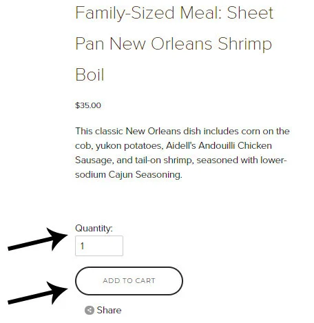PLEASE NOTE THIS IS AN EXAMPLE OF OUR SHEET PAN NEW ORLEANS SHRIMP BOIL and the options it offers. options will vary DEPENDING on the dish you choose.
