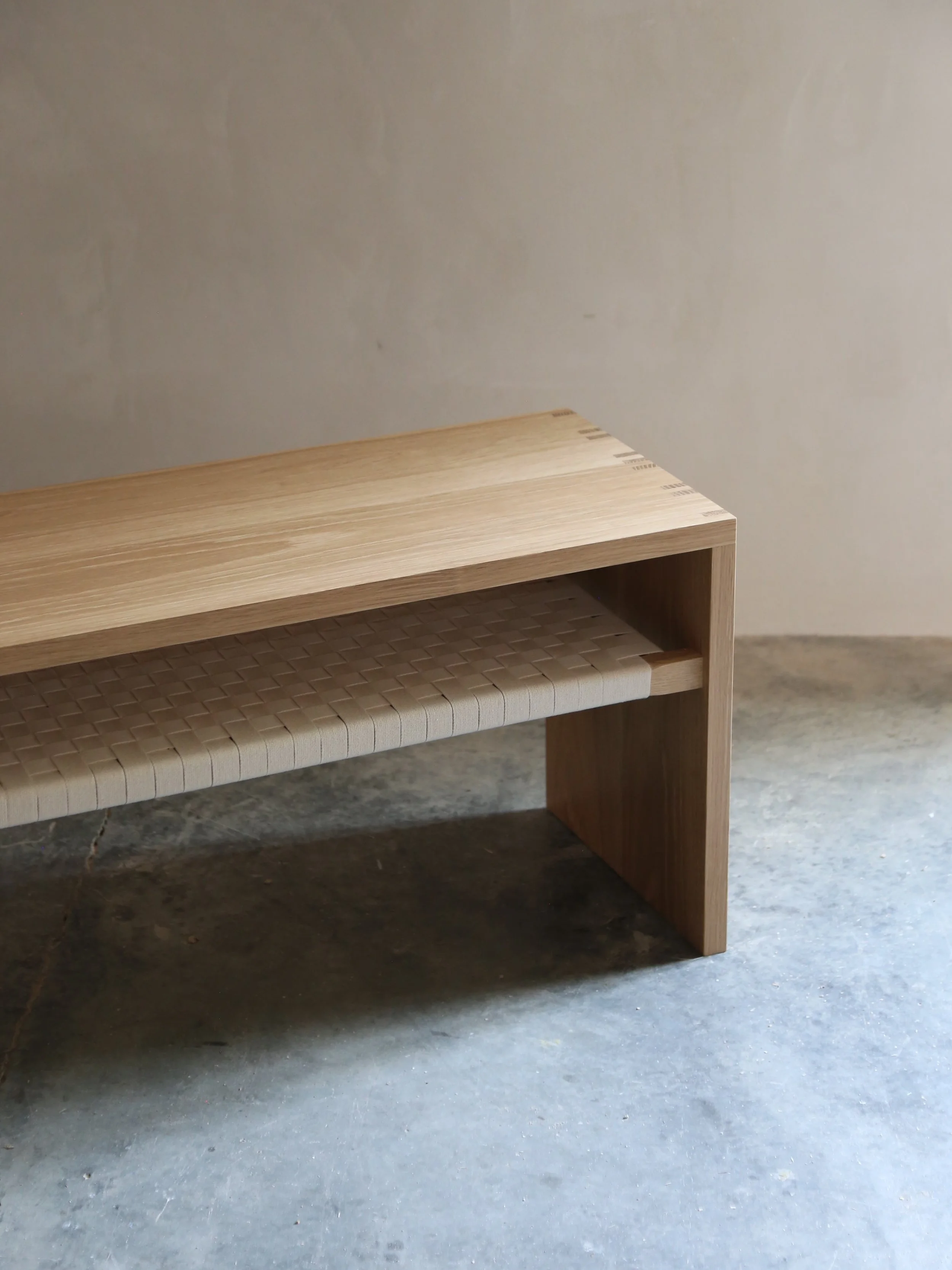 It&rsquo;s been a while! Hello again.

Woven Bench in pale oak, and a custom Shaker Tape weave. For @jessietobiasdesign and @nordhavn.camden.