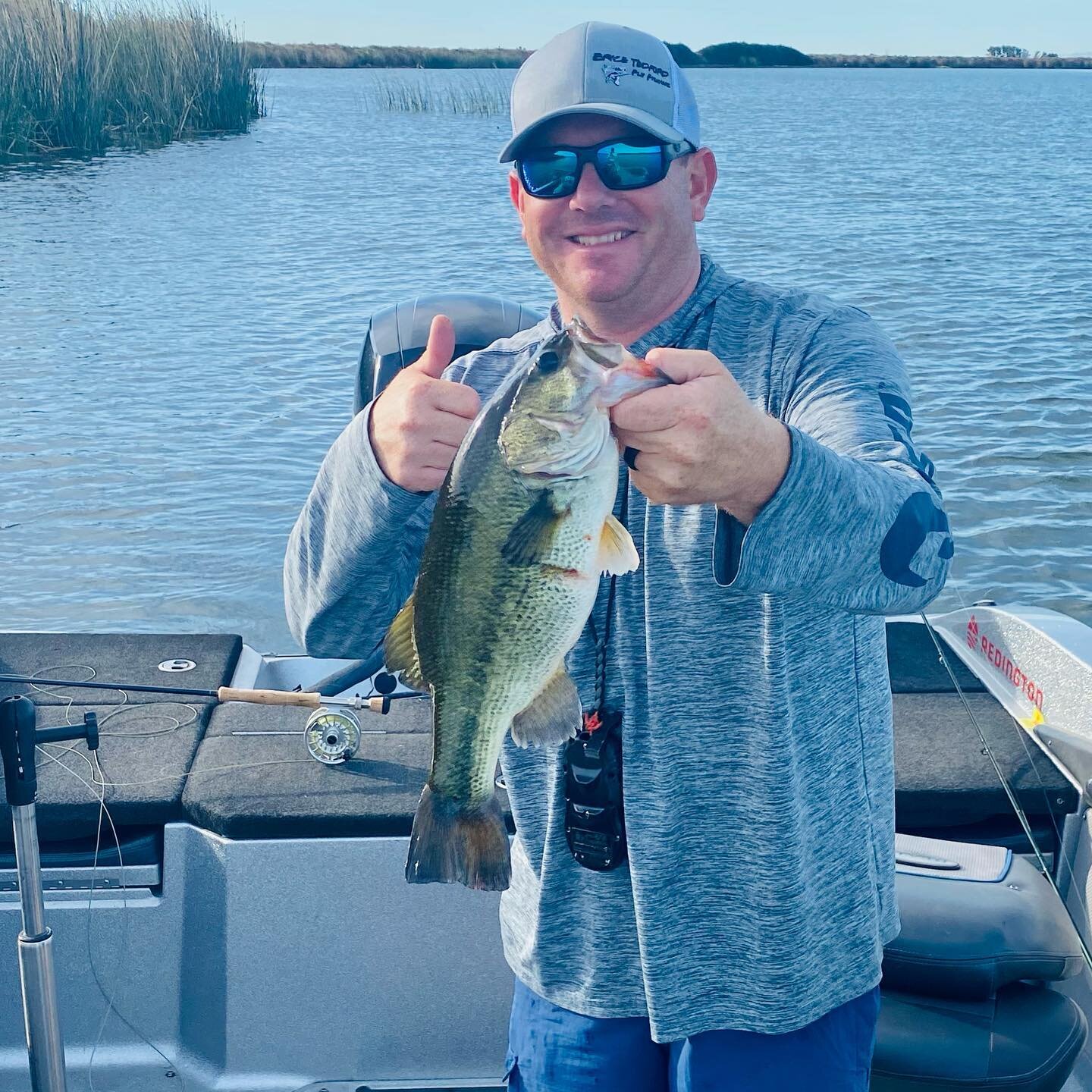 Dad &amp; I warming up those Topwater bass for @costabassnfly !!! @costasunglasses @simmsfishing @calbassunion @redingtongear @rioproducts @galvanflyreels @grundens @brycetedfordflyfishing