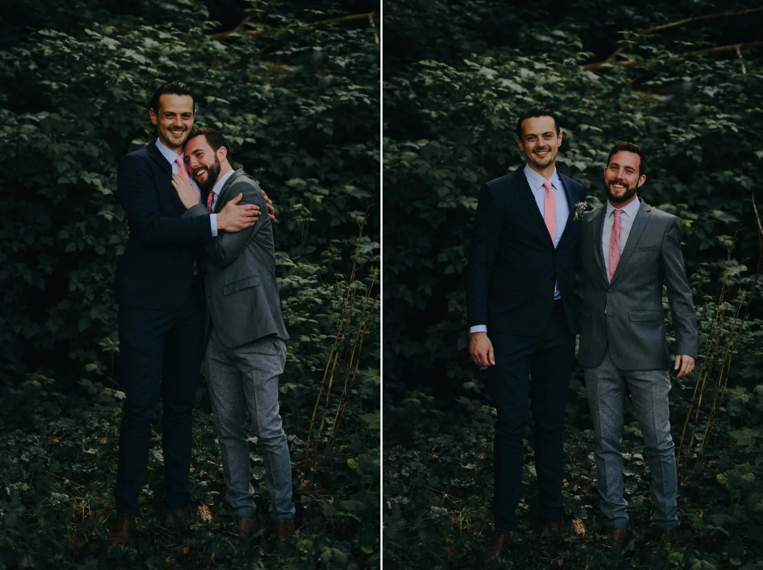 groom and best man embrace