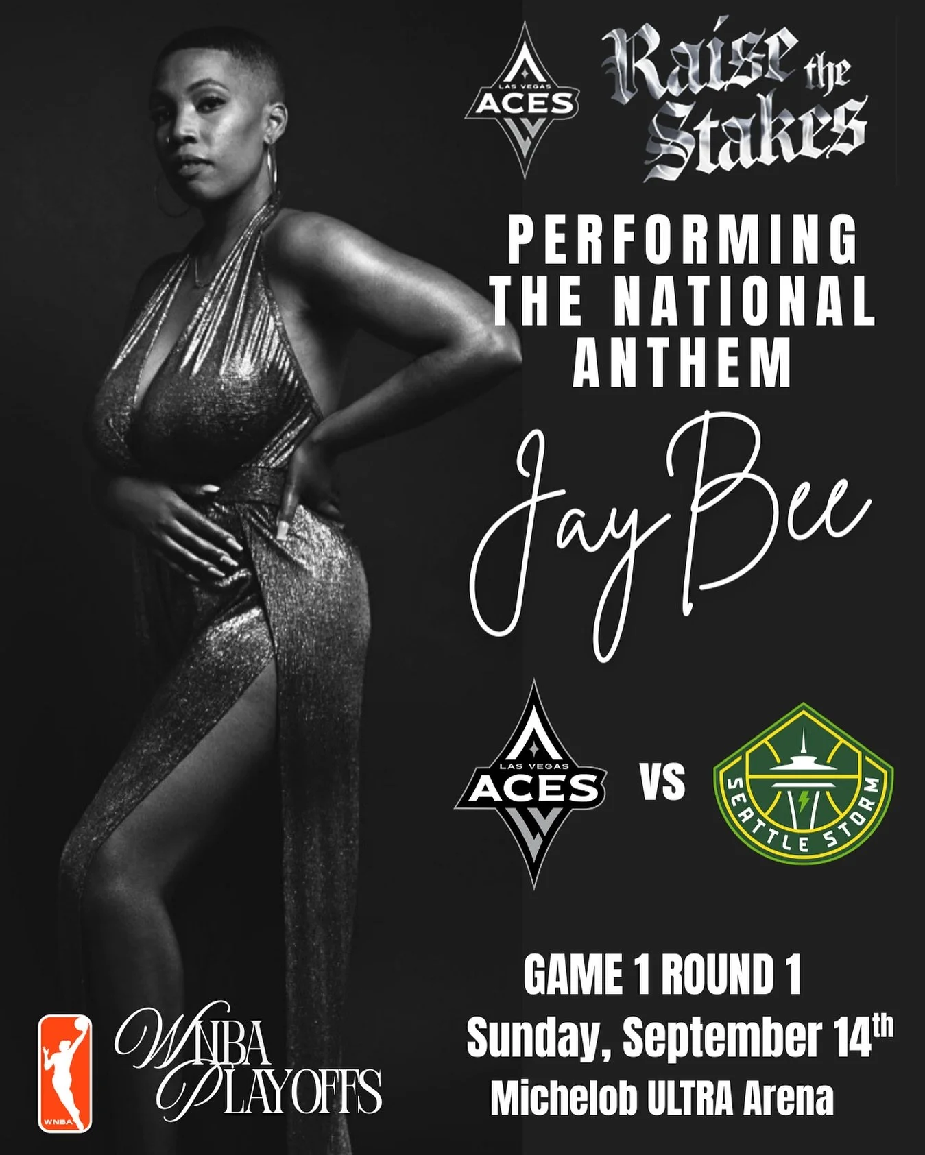 Game 1. Round 1. Playoffs. 🏀✨
Honored to perform the National Anthem for the Las Vegas Aces vs. Seattle Storm as the WNBA Playoffs tip off! 🙌🏾

I&rsquo;ve been a fan since &rsquo;97, watching this league grow into everything it is today&mdash;and 