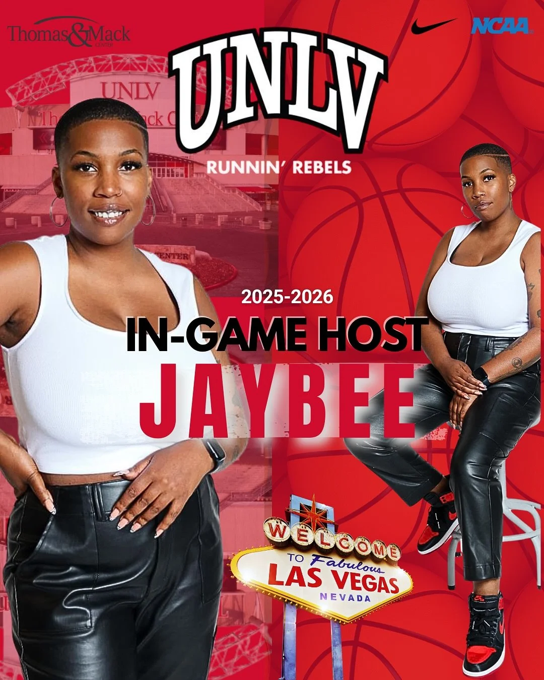 &hearts;️ 🖤 Lights, energy, action&mdash;it&rsquo;s Fabulous Las Vegas, and I&rsquo;m bringing it to Thomas &amp; Mack! This season, I&rsquo;m your official arena host for the UNLV Runnin&rsquo; Rebels Men&rsquo;s Basketball team. I&rsquo;m ready, h