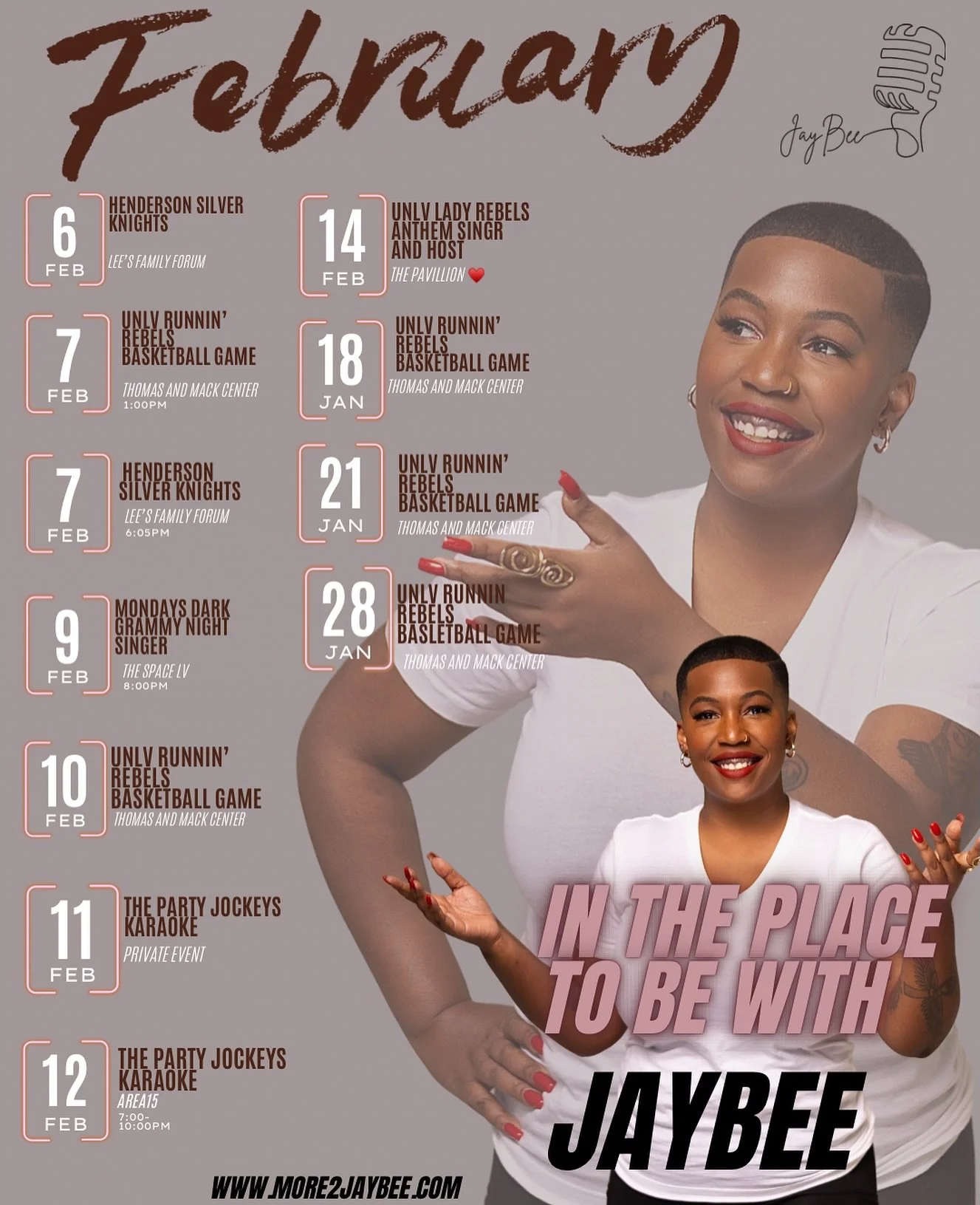 February is FULL of love &amp; big energy ❤️🏀✨Happy Black History Month! ✊🏾

From rocking UNLV Runnin&rsquo; Rebels games all month long (men and ladies!) 🏀
to singing the National Anthem 🎤
hosting with my Henderson Silver Knights fam 🏒
and a sp