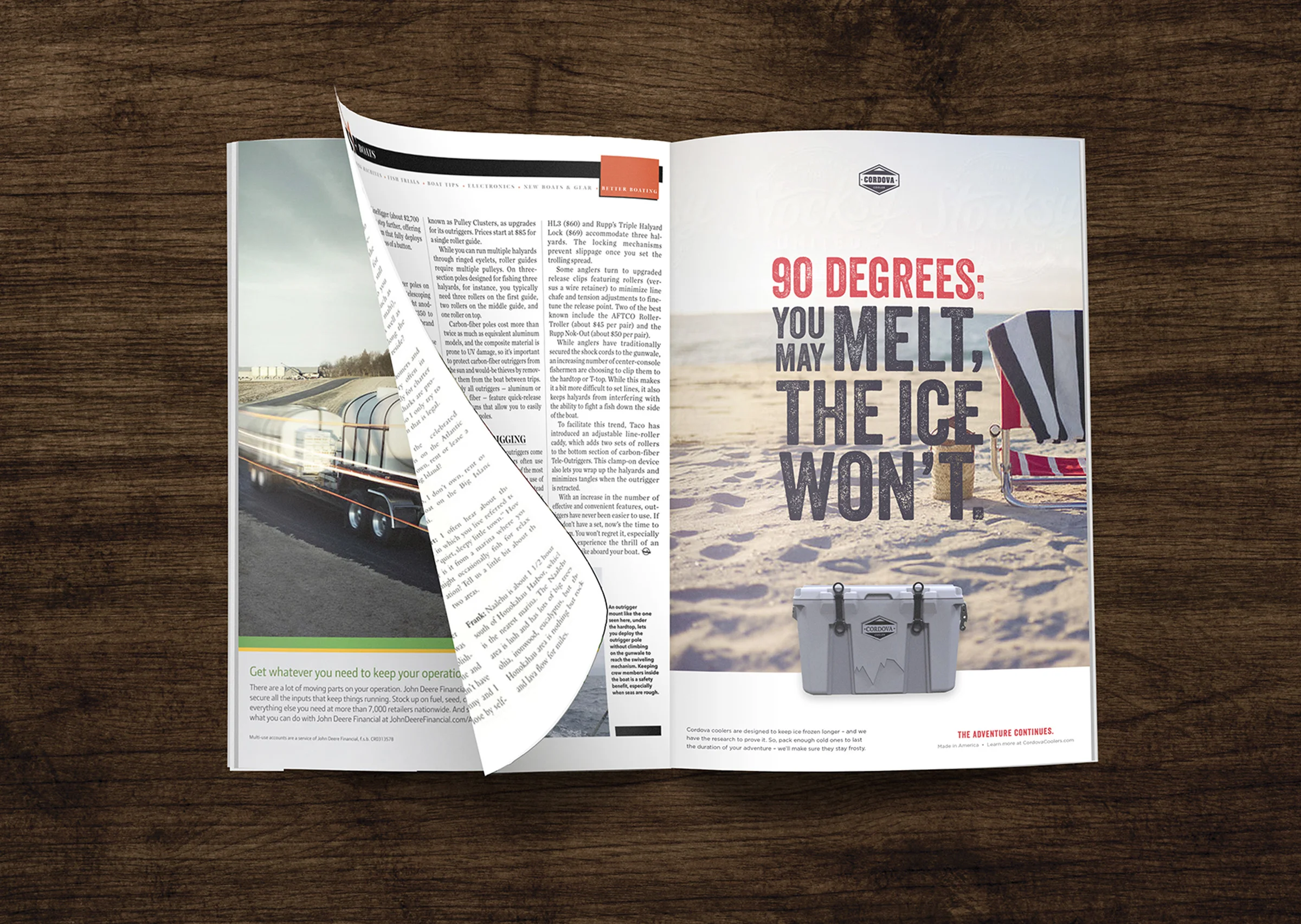 Print advertising design in magazine for outdoor lifestyle brand