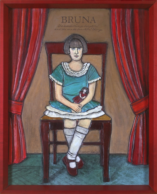 Little Bruna, Paper clay/mixed media, 12 x 18, completed in 2004