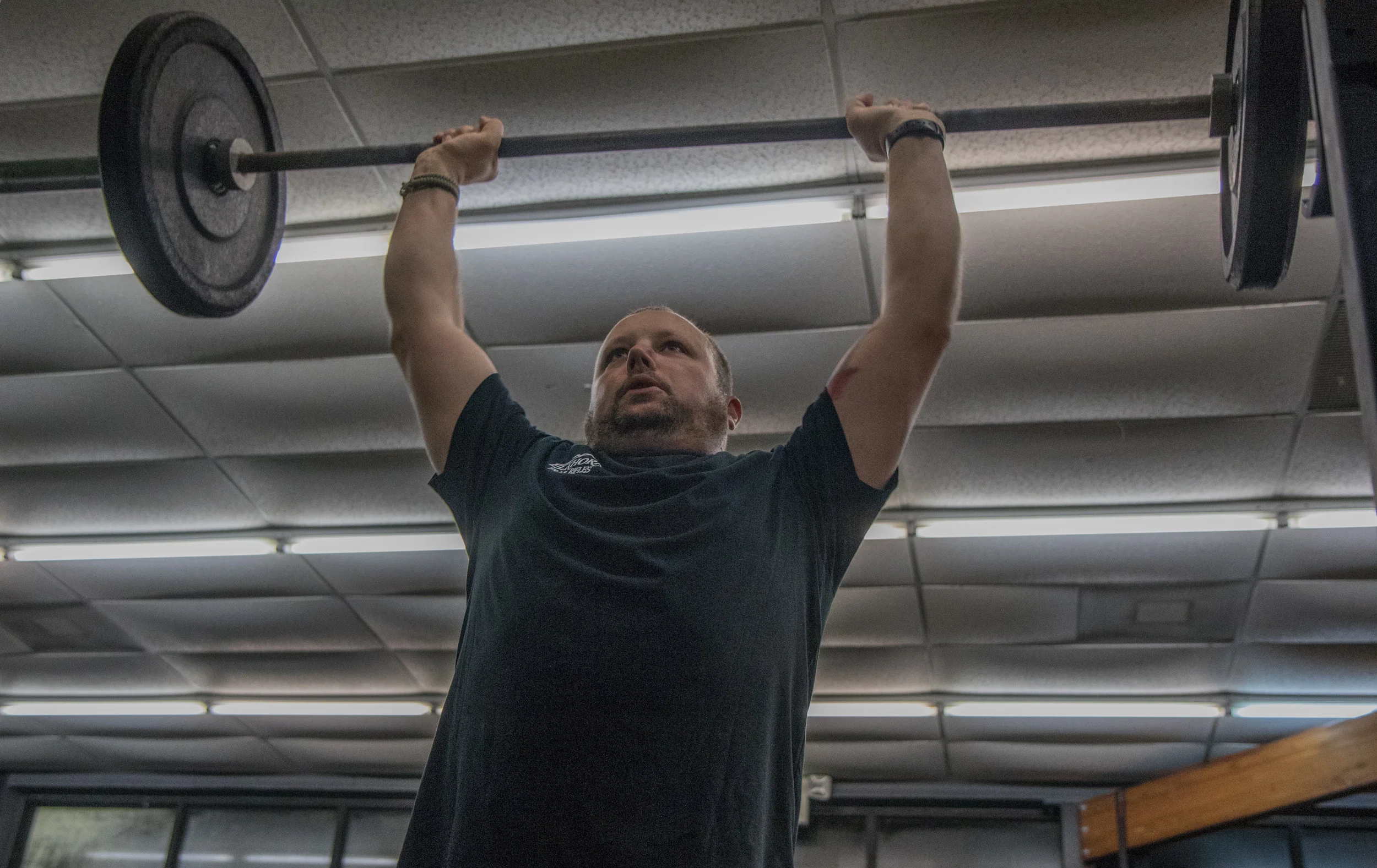 LeBlanc trains at Eugene Crossfit with his girlfriend, Jen Ebert, multiple times a week as a means of spending quality time, and a chance to prepare for the Lane County Sheriff Department's physical assessment test, known as the ORPAT. He believes a job with the Sheriff's Department would be "another way to reach the community. People tend to listen when a badge is involved," he said. (Aaron Nelson)