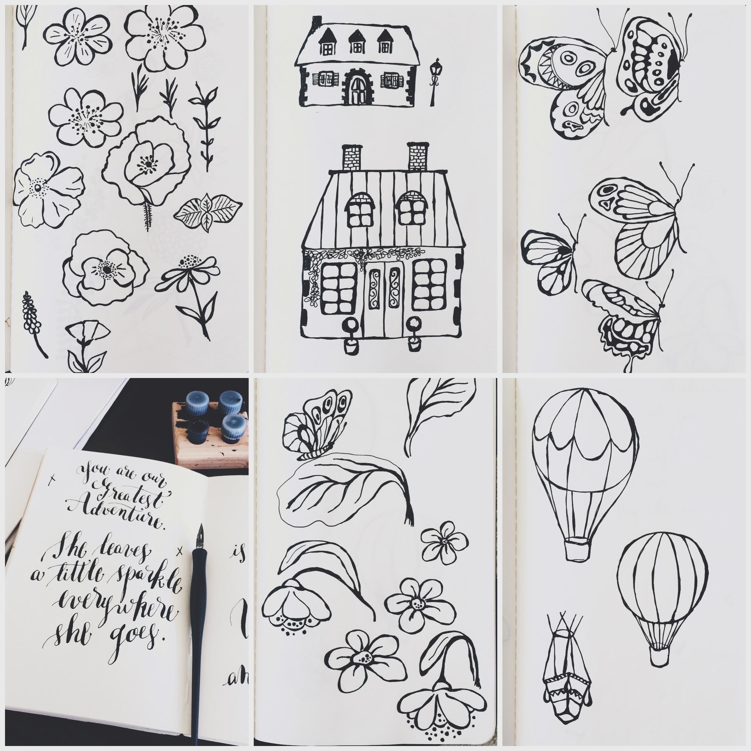 Hand drawn sketches