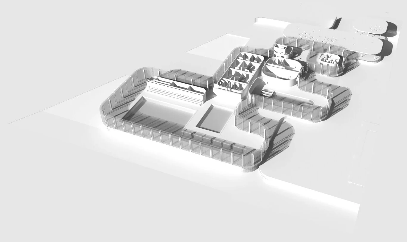    Concurso para as piscinas municipais  Localização: São João da Madeira  Data: 2011  Arquitectura: Mafalda Ribeiro Ambrósio e João Gomes Leitão  Colaboradores: Manuela Cardial 