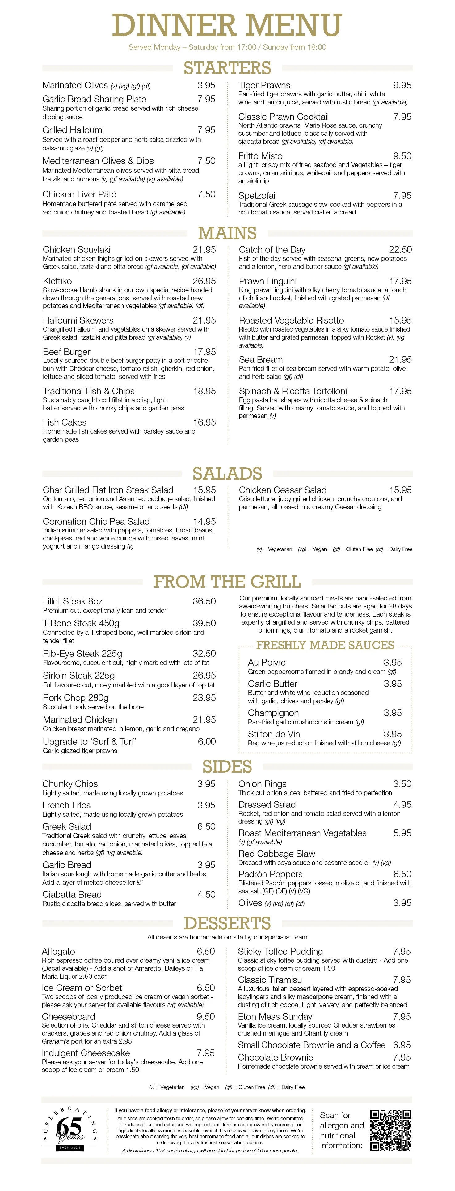 Dinner Menu