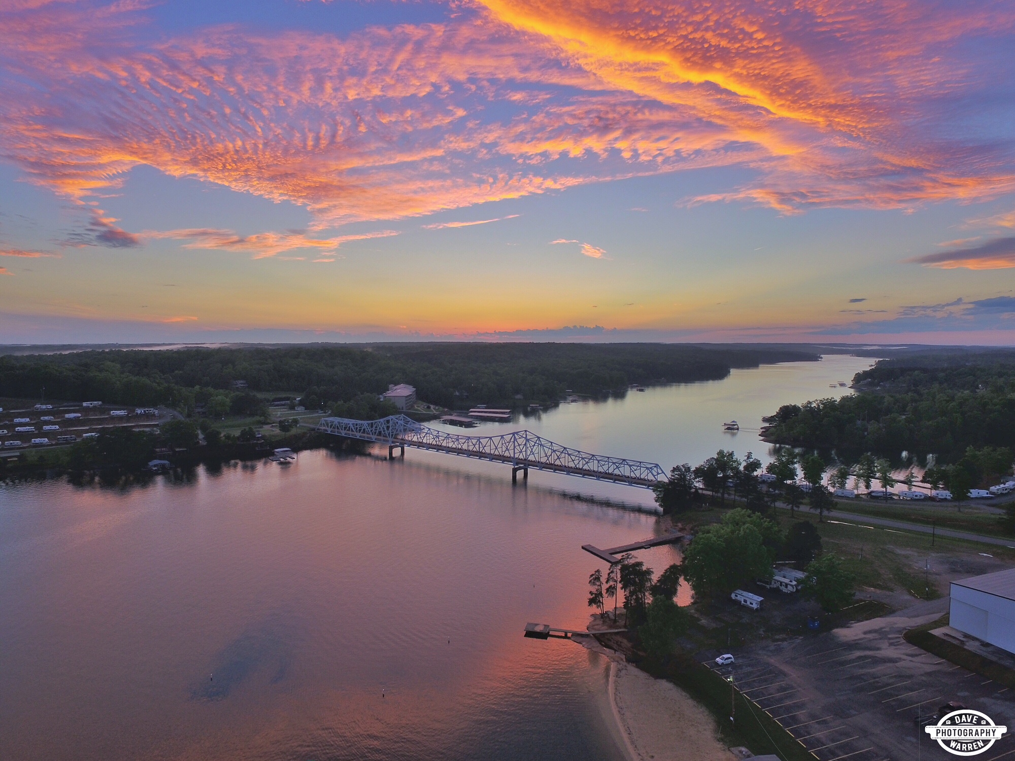 Sunset at Duncan Bridge on Smith Lake Alabama Aerial Photography