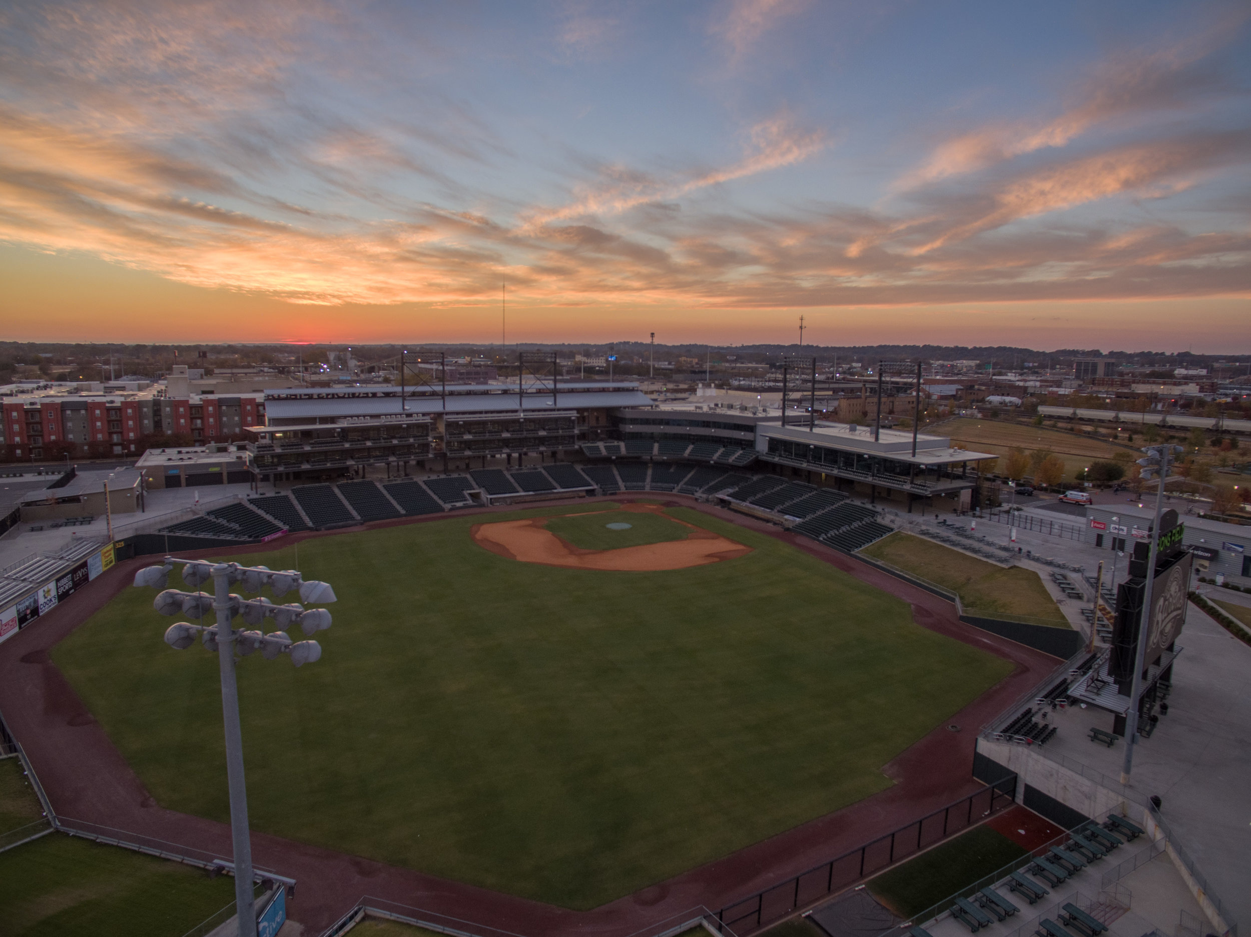 Sunset over Regions Field in Birmingham