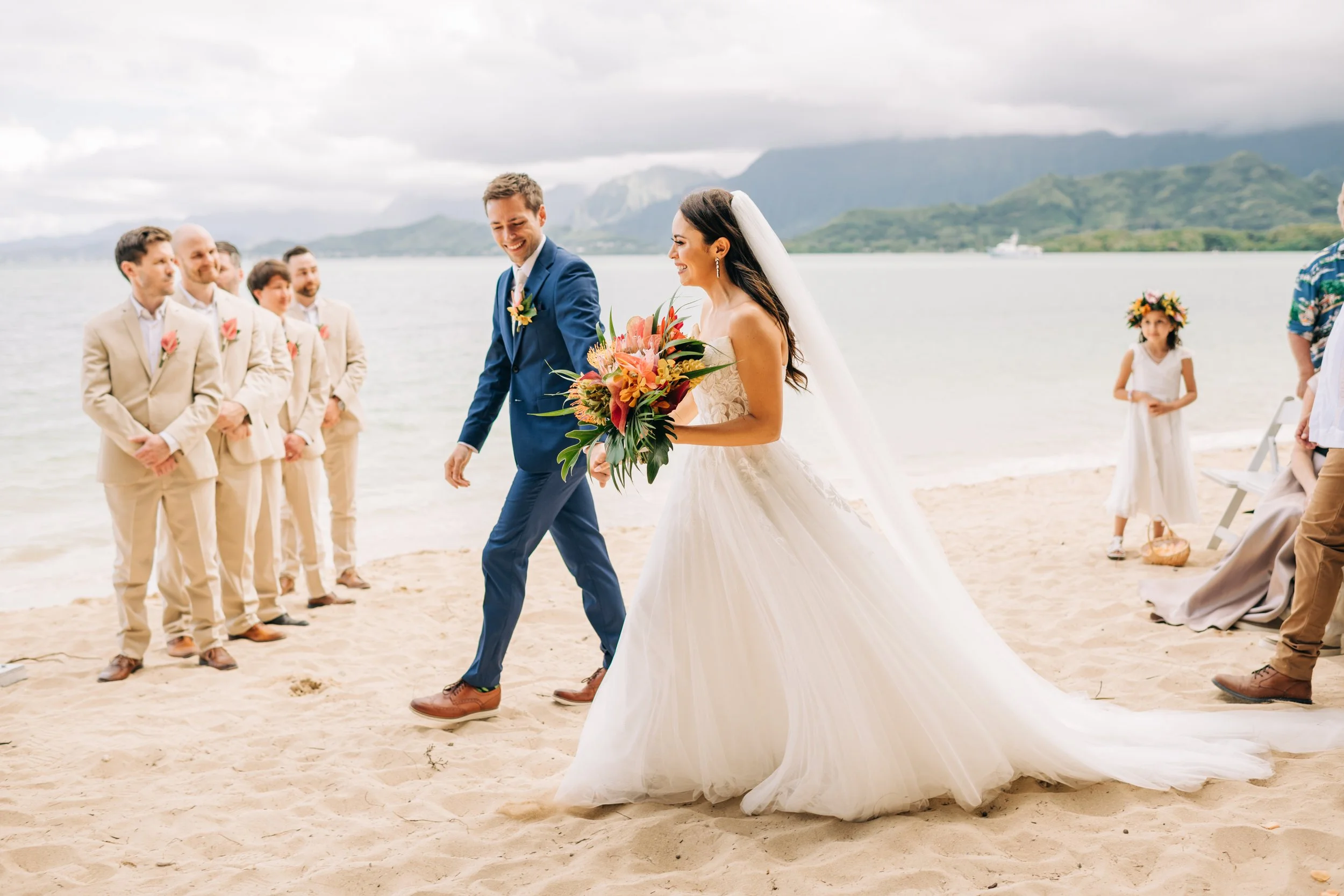 Tropical Wedding Ceremony at Secret Island Kualoa Ranch 