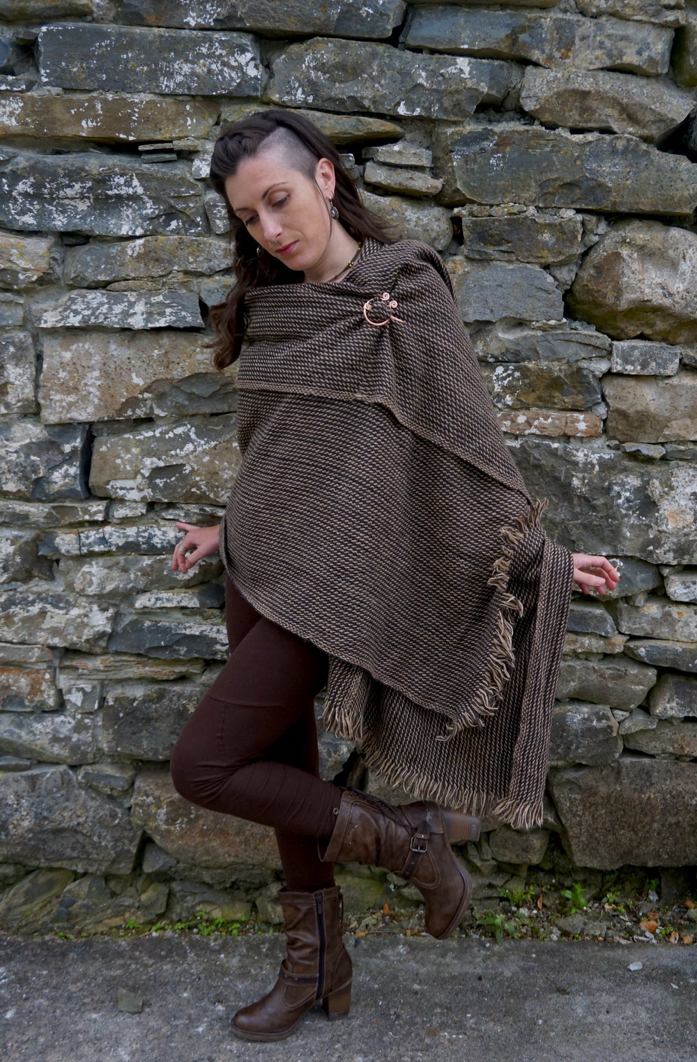 Copper Uisneach Brooch and Hand Woven Shawl — Celtic Fusion