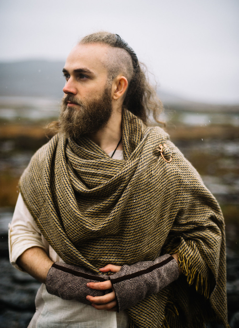 Copper Brooch and Woven Shawl — Celtic Fusion ~ Folklore Clothing
