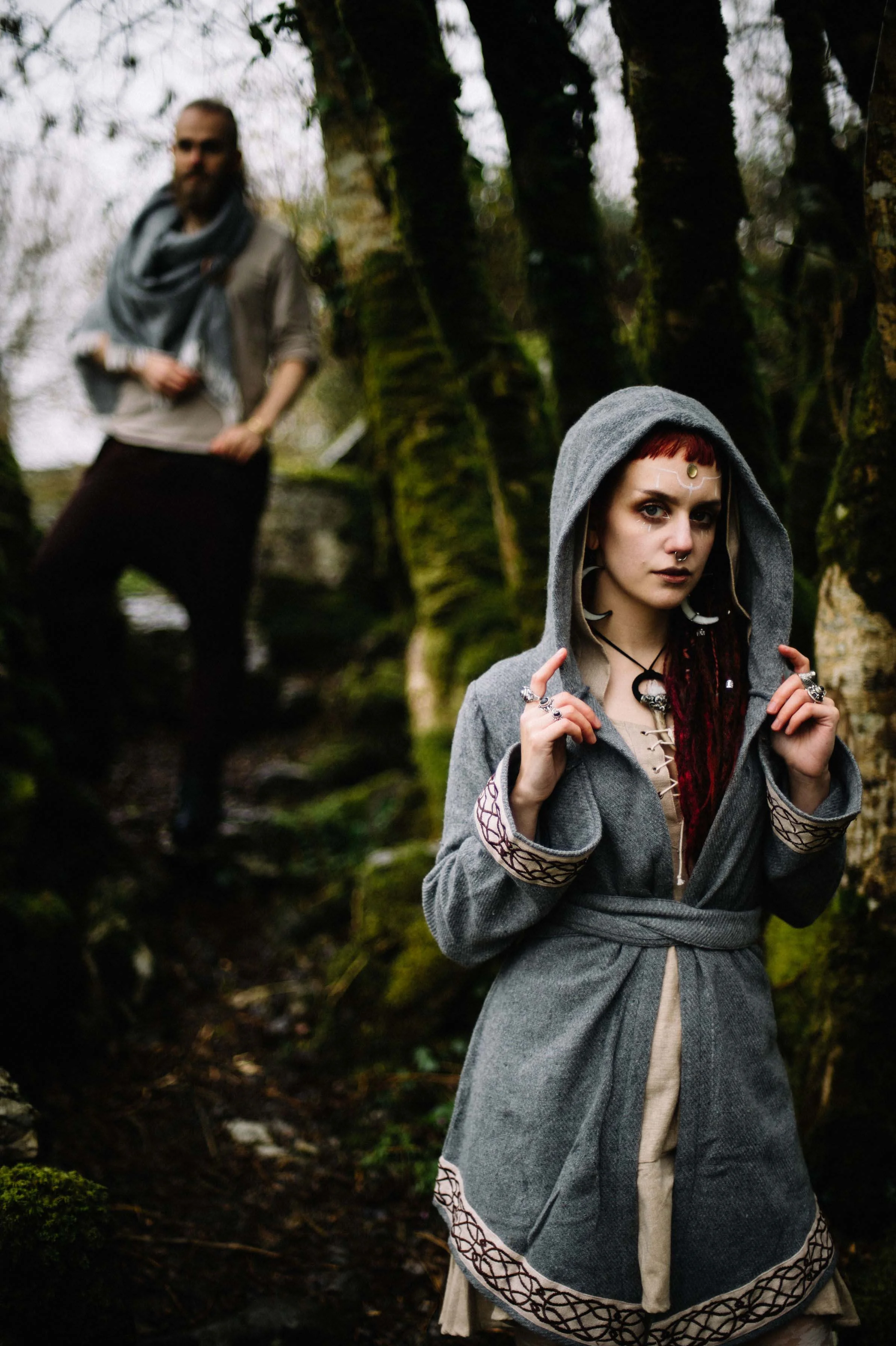 Leon and Manic moth in the mossy landscape of Temple Cronan