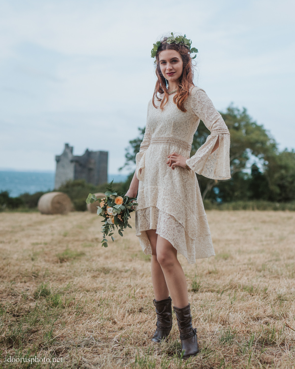 short wedding dress with boots