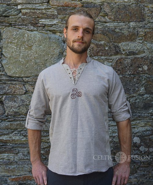 Celtic Shield Collarless Shirt, Shirt Casual Style — Celtic Fusion ~  Folklore Clothing