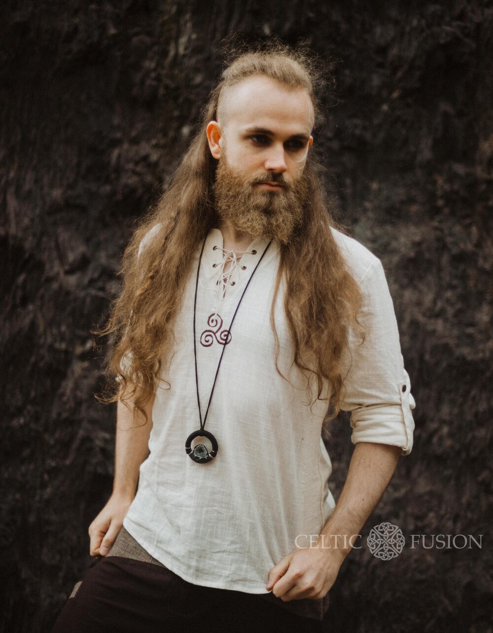 Viking Linen Triskele Flax Shirt — Celtic Fusion ~ Folklore Clothing