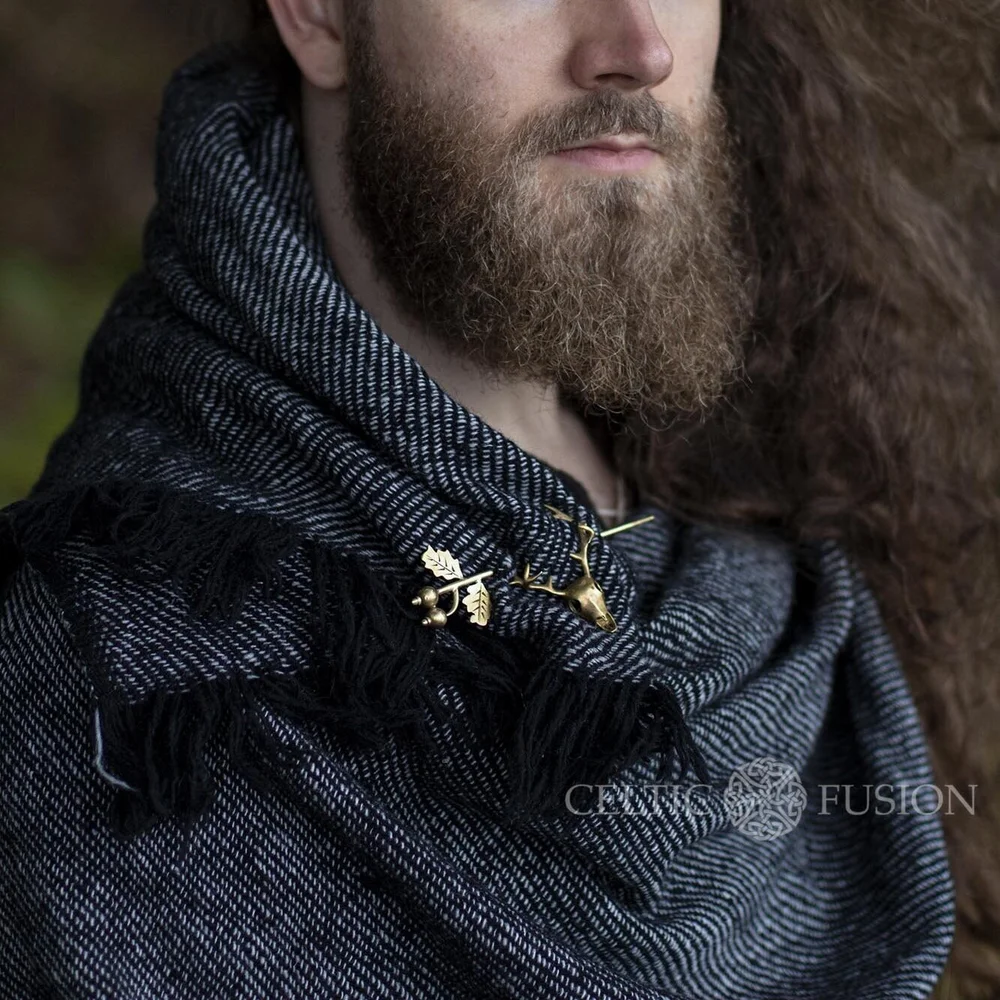 Stag Brooch and Hand Woven Shawl — Celtic Fusion ~ Free Spirit ~ Pagan  Clothing
