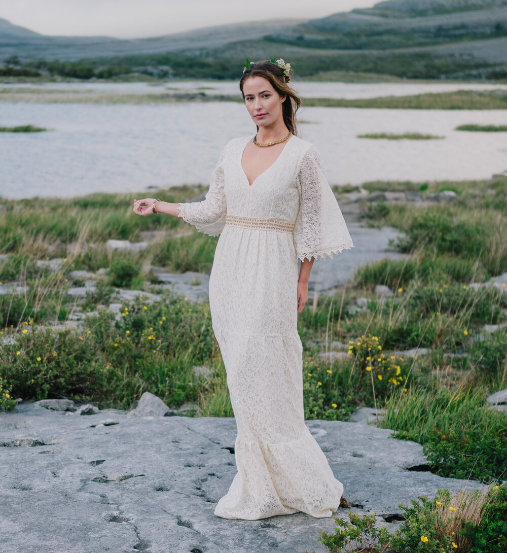 Boho Wedding Dress With Bell Sleeves. Pagan Wedding Dresses — Celtic Fusion  ~ Folklore Clothing