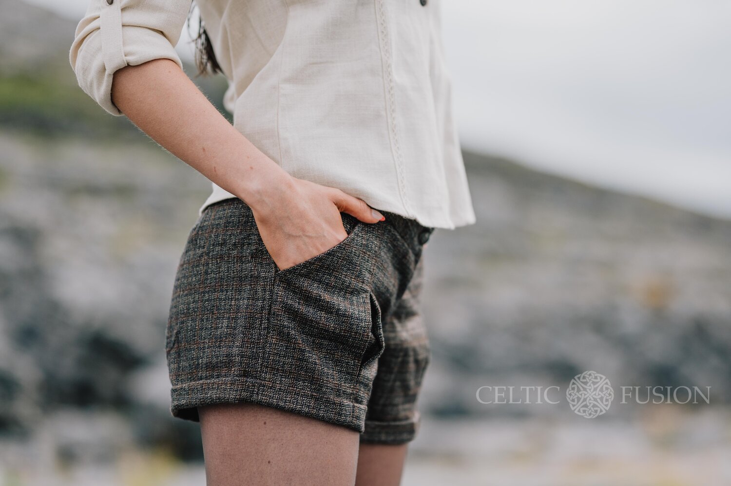 Hobart Dental Foresight Oak Tweed Shorts. Ladies Tweed Clothing — Celtic Fusion ~ Folklore Clothing