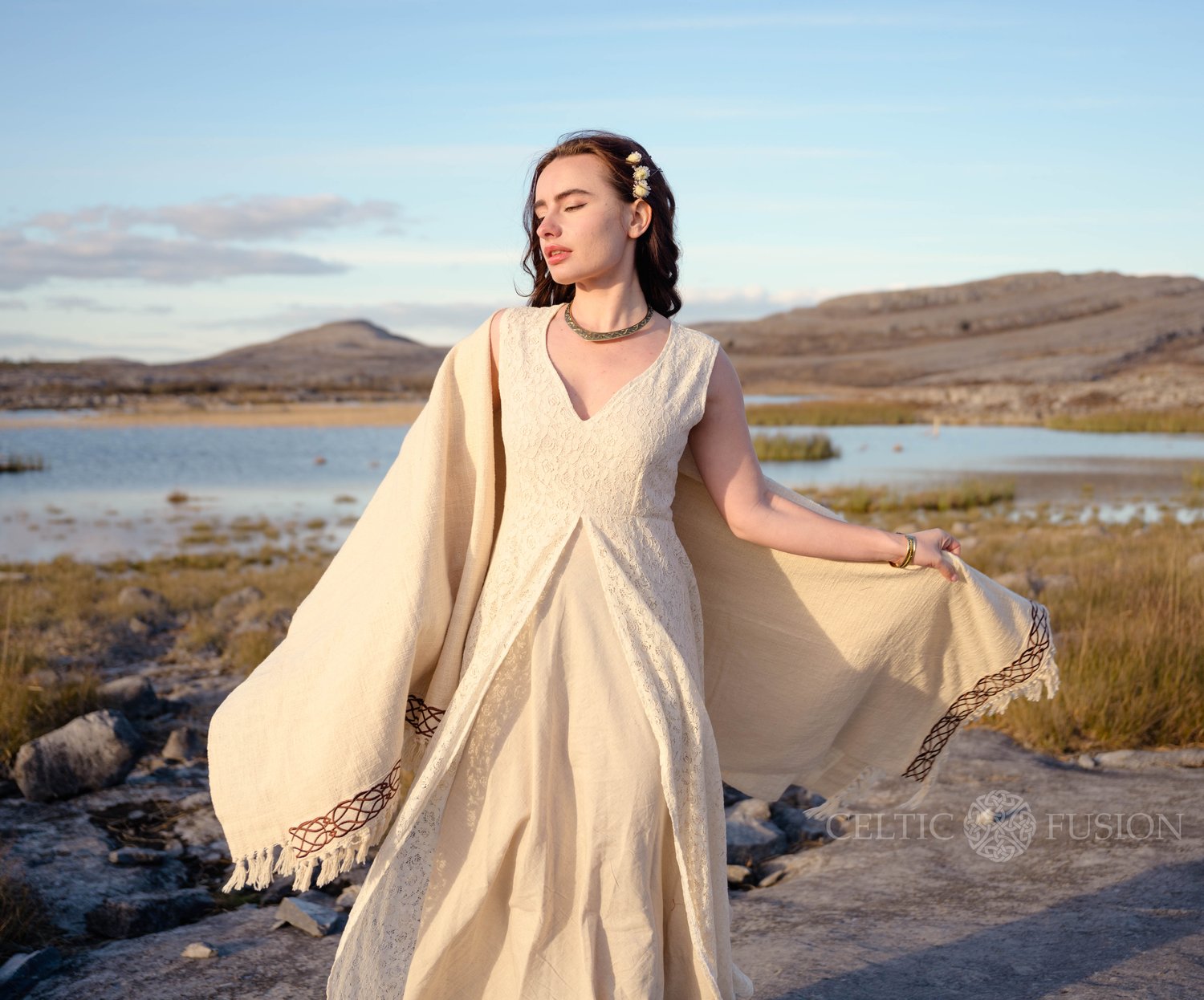 White Wedding Dress. Ethical Dresses — Celtic Fusion ~ Folklore Clothing