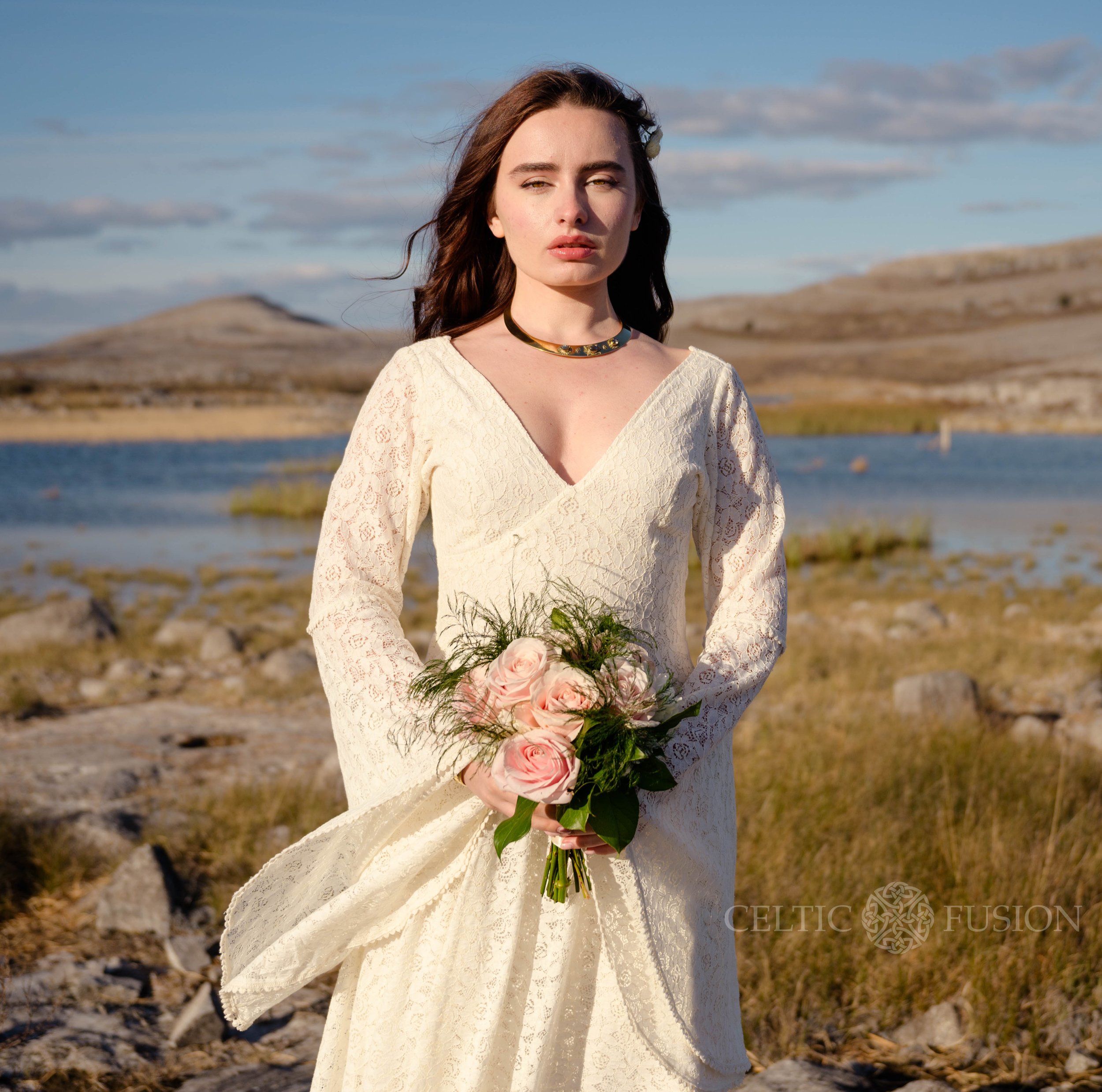 Celtic Wedding Dress With Chiffon Long Sleeves Bridal Gown From Award  Winning Wedding Dress Fantasy - Etsy