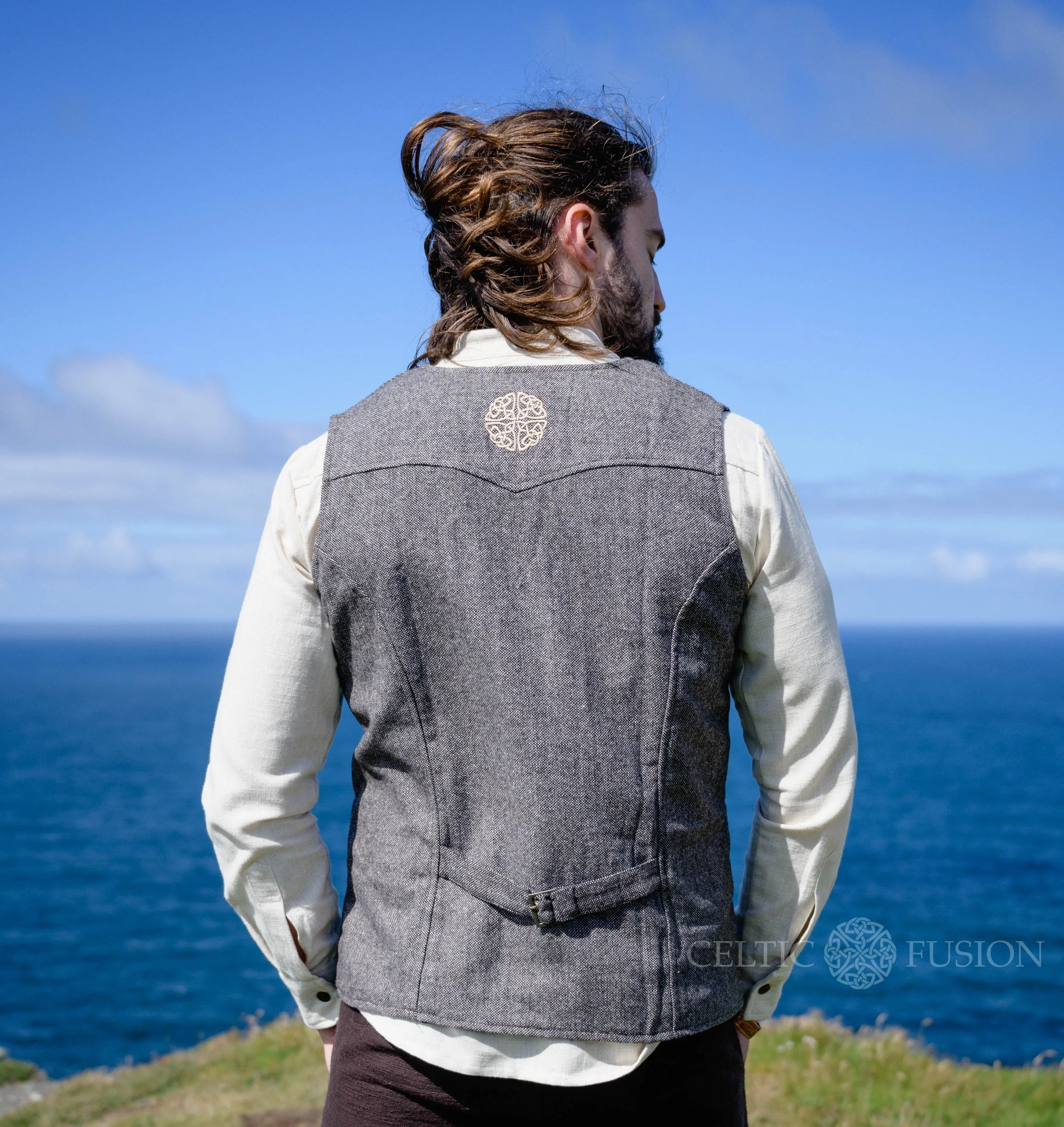 mens celtic wedding, celtic style, Mens viking wedding clothes, celtic shield symbol, celtic shield embroidery, tweed waistcoat, Mens irish clothing, Irish clothing men, mens irish wedding