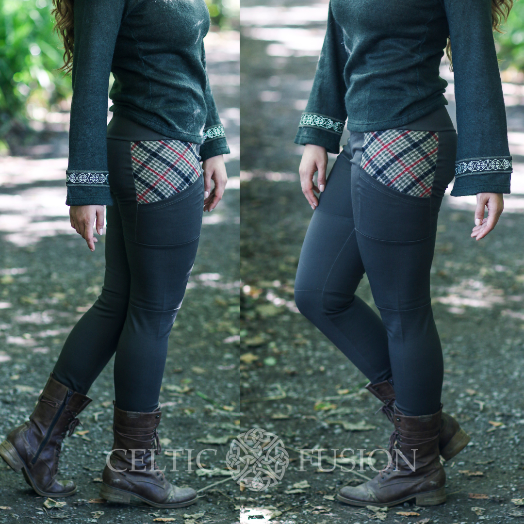 Leggings with pockets, combat leggings, heavy duty leggings, tweed leggings, trendy leggings, tweed trousers, pagan clothing,