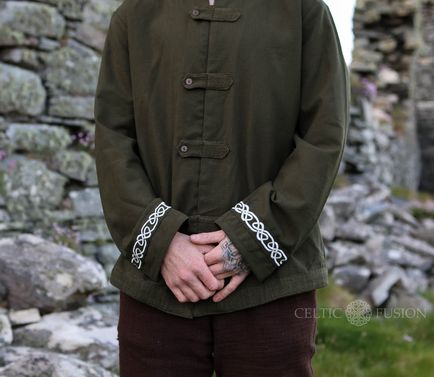 Wool Viking Tunic with Celtic Knotwork — Celtic Fusion ~ Folklore Clothing