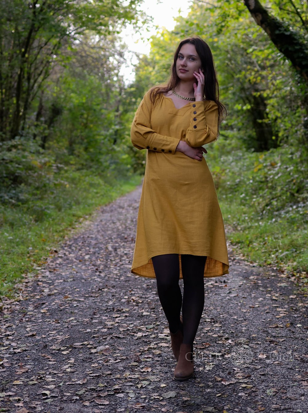 Mustard Tunic Dress — Celtic Fusion ~ Folklore Clothing