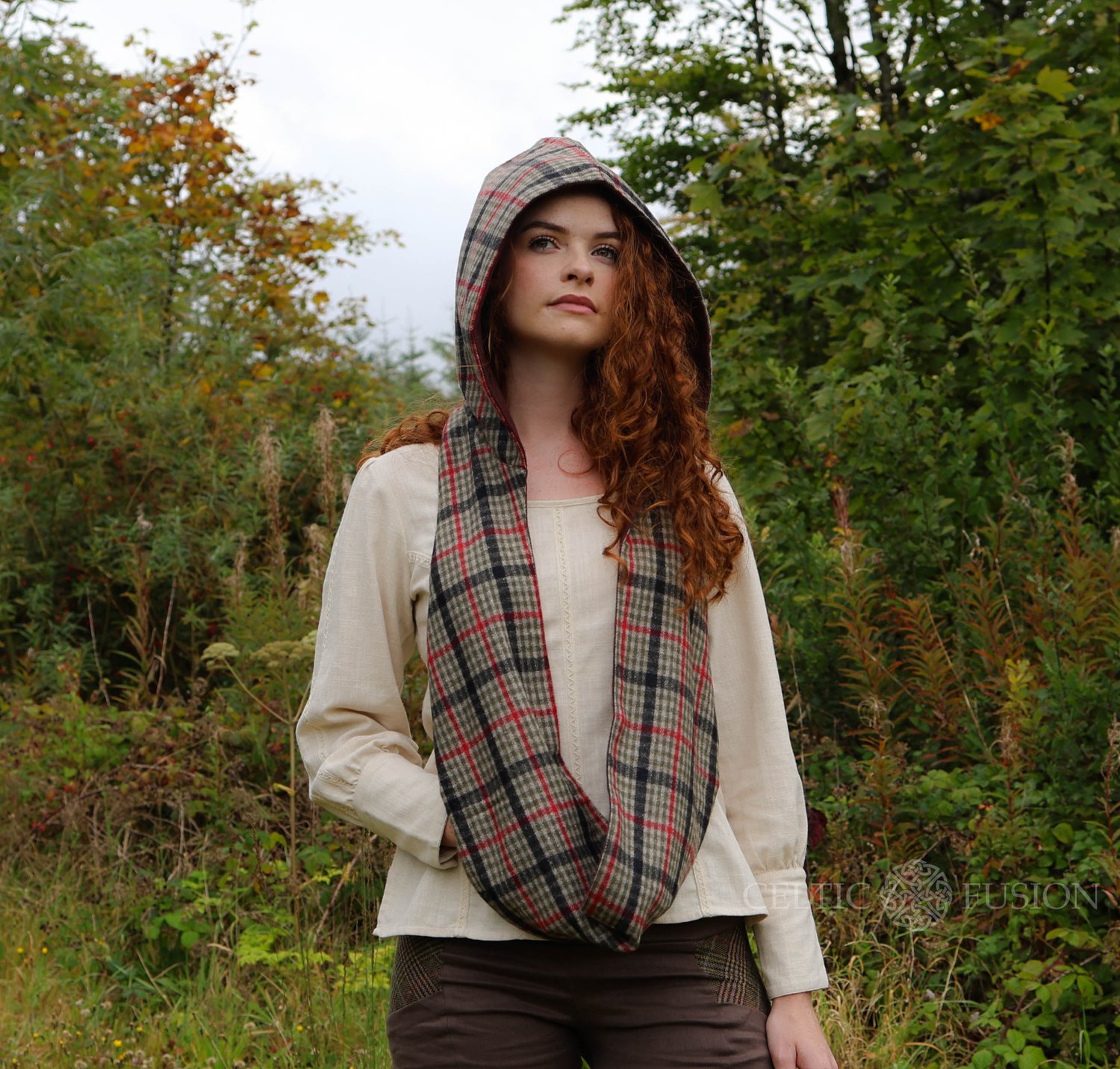 Oak Hooded Infinity Scarf — Celtic Fusion ~ Folklore Clothing